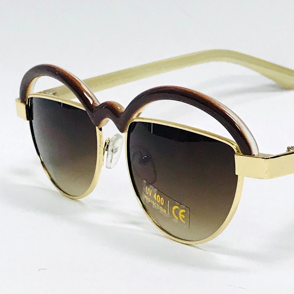 Retro Sunglasses Gold Brown Ombre Lens UV400 Protection Trendy Fashion Beach New